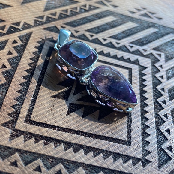 Ametrine & Amethyst 925 sterling silver pendant - Picture 5 of 10
